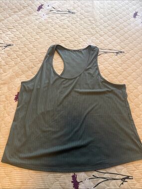 Women's Ribbed Racerback Ribbed Tank Top - Olive Green